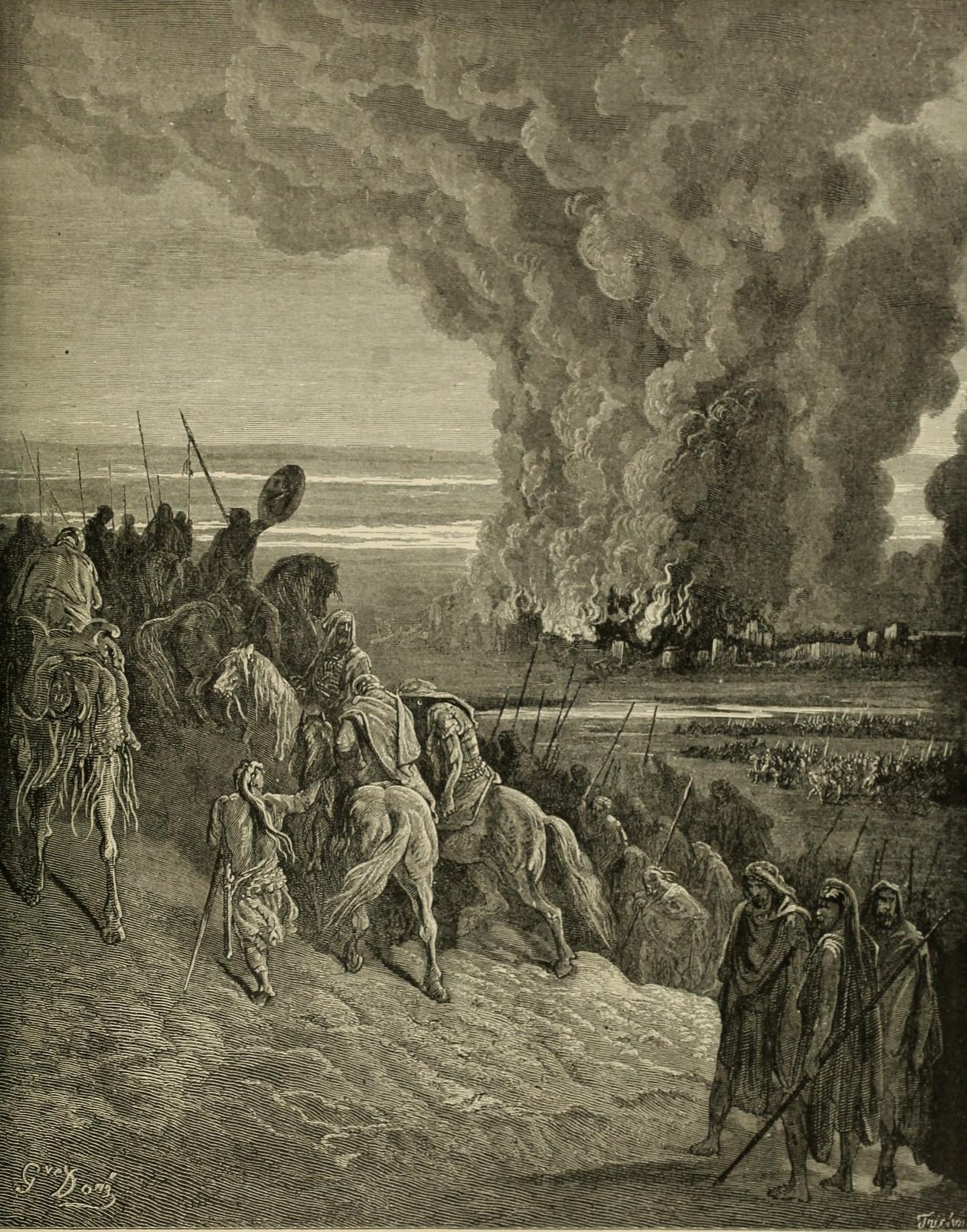 Gustave Doré's illustration of the town of Ai in flames